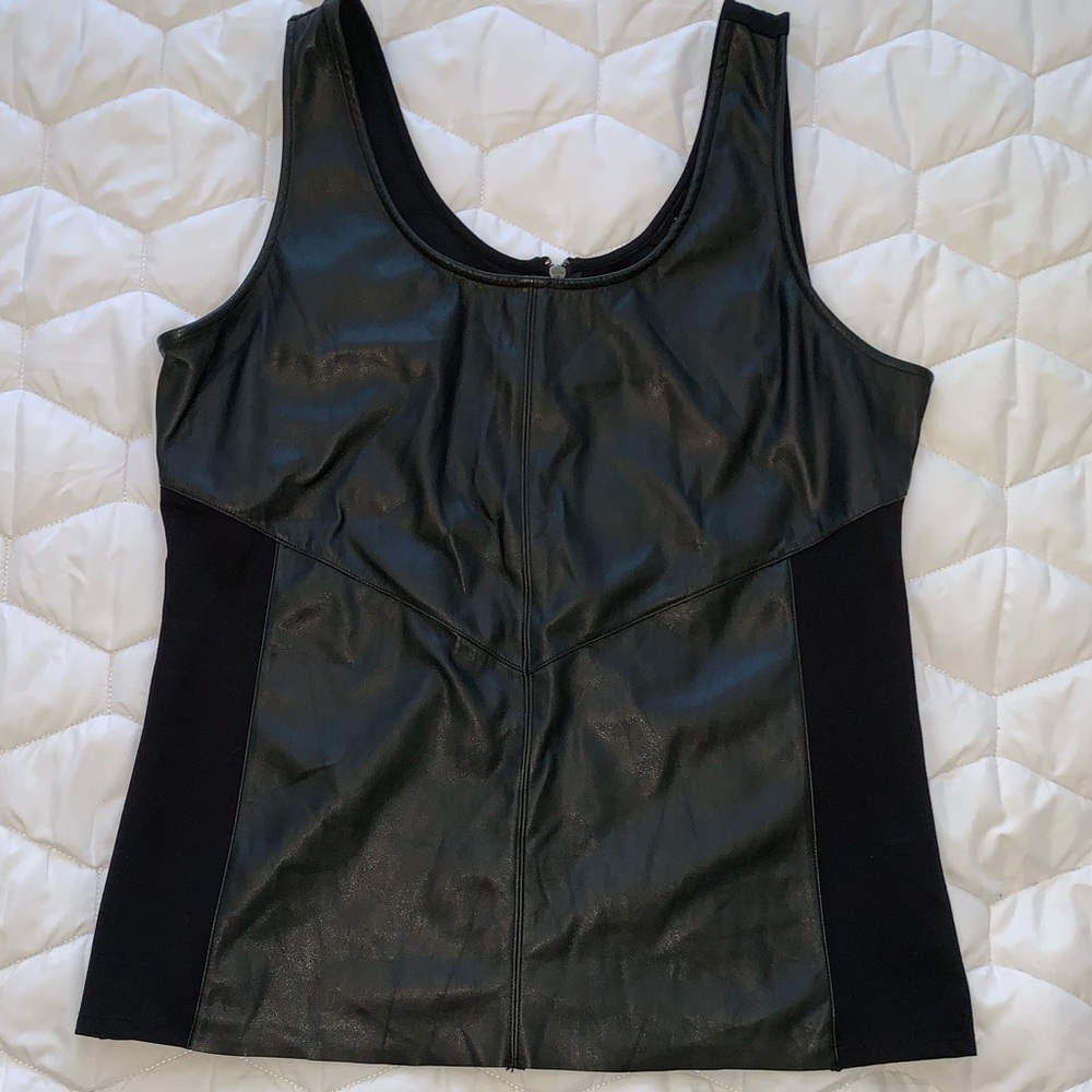Rock and Republic Faux Leather and Knit Tank